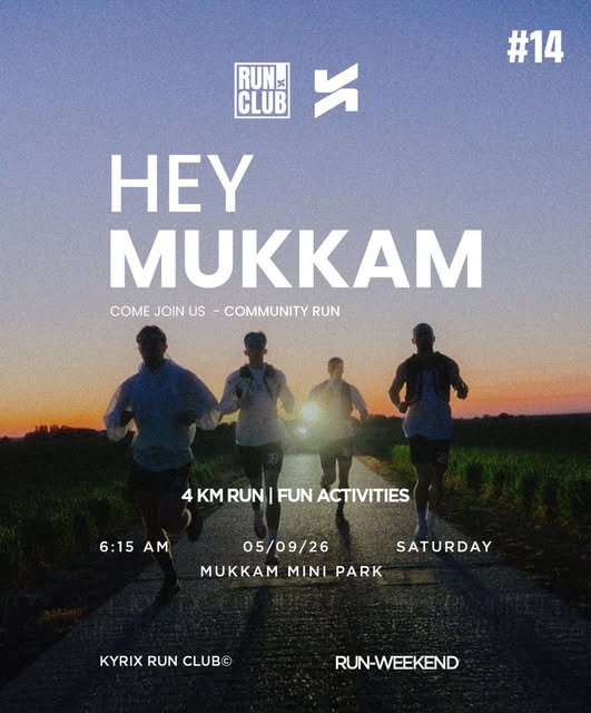 Kyrix Run Club event poster with runners at sunrise